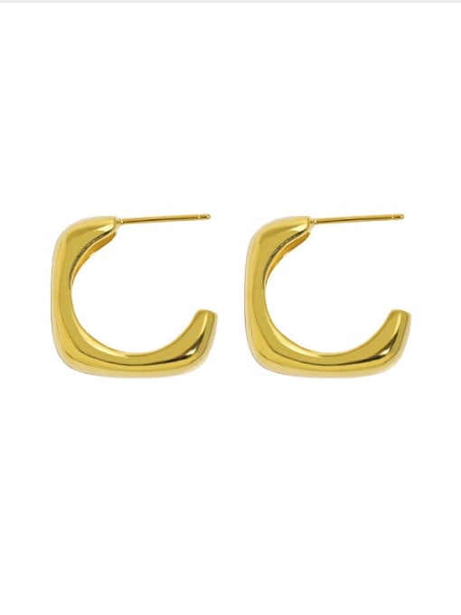 18K gold [with pure Tremella plug] 925 Sterling Silver Geometric Minimalist C Shape Stud Earring